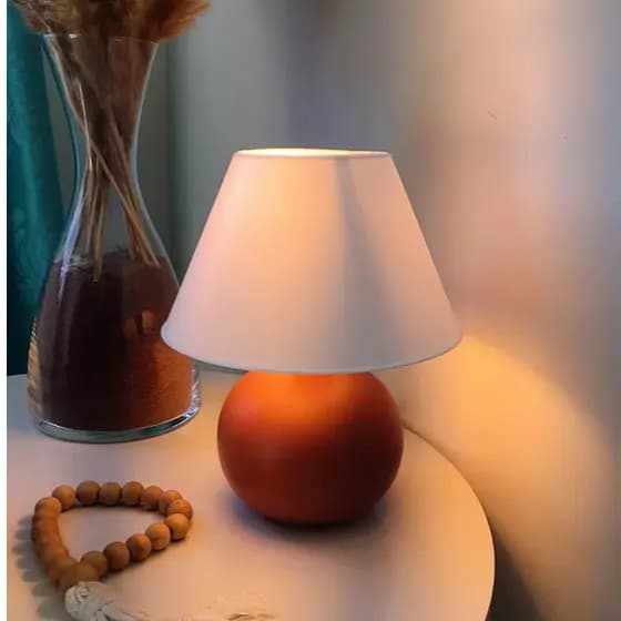 Abajur Luminária De Cerâmica Pequeno Com Cúpula Decoração Sala Quarto Escritório Mesa Decoração