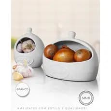 *LANÇAMENTO* Kit Condimentos Cebola Alho Feito em Cerâmica Cozinha Armazenamento Decoração