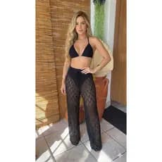 kit 3 peças biquini + calça com calcinha fio duplo #biquinis