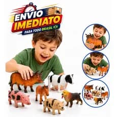Kit 6 Animais de Fazenda Grandes Infantil Peças Realistas Brinquedo Educativo Presente Criança