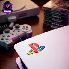 Logo PlayStation Clássica Colorida Para Ps5 FAT | SLIM - Emblema Retrô 3D Encaixe Faceplate