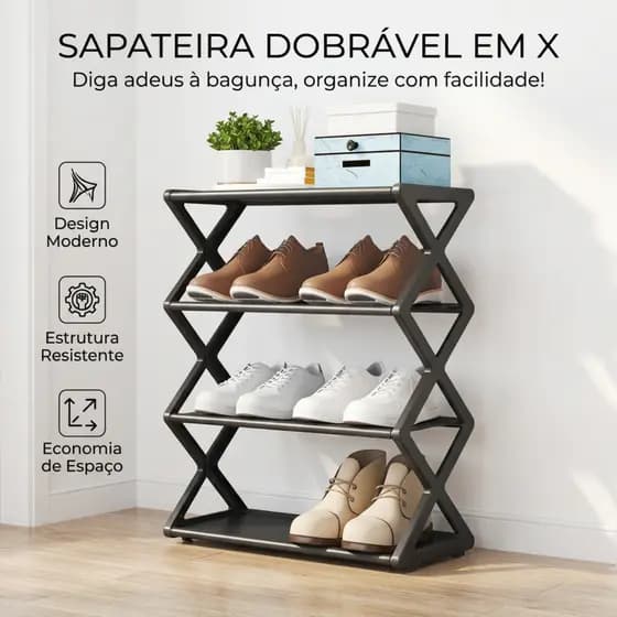Sapateira Prateleira Sanfonada 4 Andares Organizadora Plástico Multiuso Sapatos Livros Brinquedos