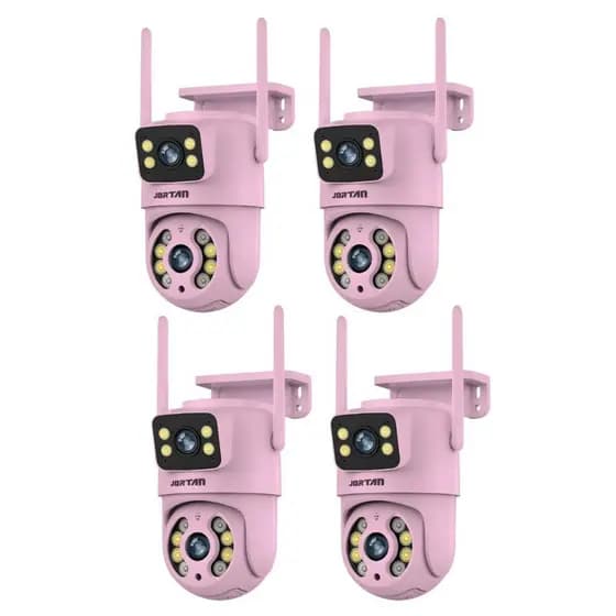Kit 4 Câmera de Segurança IP Wi-fi Rosa IP66 360°de Lente Dupla - com App YOOSEE