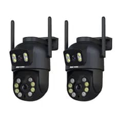 Kit 2 Câmera de Segurança Wi-fi Preto Dome de Dupla Lente com Sensor de Movimento - com App ICSEE