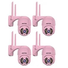 Kit 4 Câmera de Segurança IP A8 Wi-fi Rosa com Áudio Bidirecional Visão Noturna LED Infravermelho - com App YOOSEE