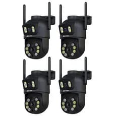 Kit 4 Câmera de Segurança IP Wi-fi Preto IP66 360°de Lente Dupla - com App YOOSEE