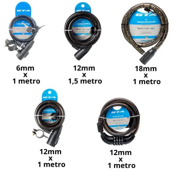 Cadeado GTA para Bicicleta bike moto capacete portão varias medidas
