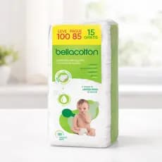 Algodão Quadrado Baby Bellacotton Hipoalergênico – 100% Algodão – Sem Fragrância 1 pacote com 100 unidades