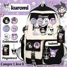 Bolsa escolar Kuromi menina desenho animado mochila fofa Sanrio de marca conjunta
