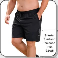Shorts Bermuda Tactel Masculina  Com Elastano e lycra Tam Plus G1-G5 Extra Academia Casual e Treino