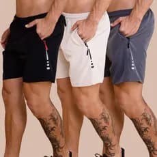 Kit 3 bermuda-shorts masculino Tam M ao G5 com elastano lycra praia Esportiva Seca Rápido Academia