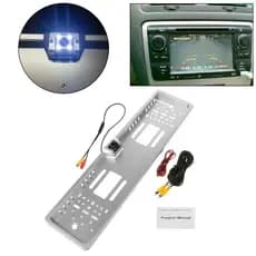 Cucriaa Moldura Da Placa De Carro Sensor De Estacionamento Retrovisor Câmera De Backup Reversa Para Carros Europrean