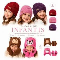 Touca Infantil Lisa / Kit Touca e Luva Infantil Forrado Macio Quentinho para Frio