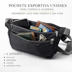 Pochete Esportiva Unissex Nylon Leve Ajustável para Corrida Academia Passeio Shows e Festivais