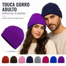 Touca Gorro Lisa Adulto Unissex Tricô Tipo Lã Macia Barra Dobrada Inverno Casual
