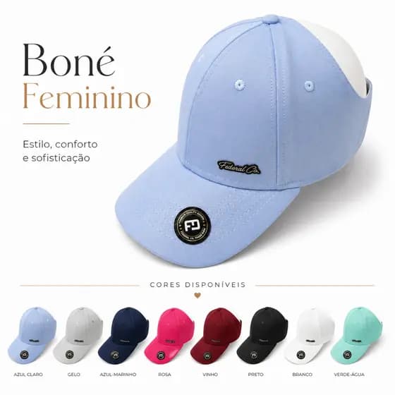 Boné Feminino Aba Curva com Abertura para Rabo de Cavalo Estilo Ciclista Ajustável Moda Fitness Verão