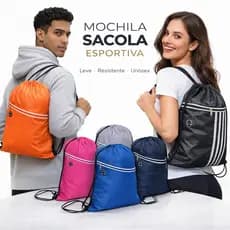Mochila Sacola Esportiva Academia Unissex com Cordão Leve Resistente Treino Futebol Passeio