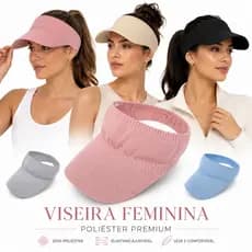 Viseira Feminina Poliéster Premium Ajustável Leve Confortável para Praia Caminhada e Sol