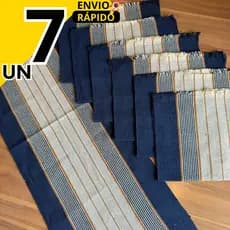 Conjunto - Peças Jogo Americano Rústico Algodão Artesanal Luxo  Tear Manual Mesa Posta elegante AZUL