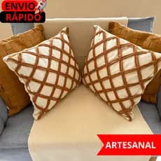 Capa de Almofada 45x45 Algodão Artesanal Premium Elegante, Decoração Sala, Quarto e Sala