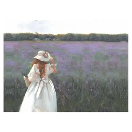 Papel Decoupage OPAPEL 30x45 2373 Menina no Campo de Lavanda