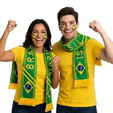 Cachecol Brasil 2026 Torcedor Verde Amarelo 145x14cm Faixa Copa Do Mundo Seleção Brasileira Futebol Torcida