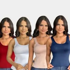 KIT 4 BLUSAS REGATAS FEMININAS ALCA LARGA