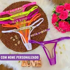 Calcinha Fio Tanga Sensual Regulagem Frases e Nomes Personalizados Estilosa Divertida Envio Imediato