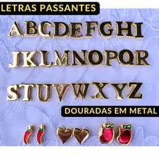 Letras Personalização Calcinha de Metal Dourada Letra Passante Com Furo Entremeios Calcinha com nome