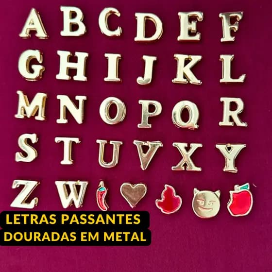 Letras Personalização Calcinha de Metal Dourada Letra Passante Com Furo Calcinha Nome Personalizado
