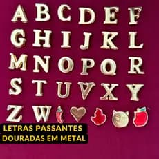 Letras Personalização Calcinha de Metal Dourada Letra Passante Com Furo Calcinha Nome Personalizado