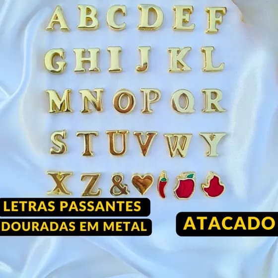 Letras Personalização Calcinha de Metal Dourada Letra Passante Com Furo Calcinha Nome Personalizado