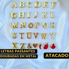 Letras Personalização Calcinha de Metal Dourada Letra Passante Com Furo Calcinha Nome Personalizado