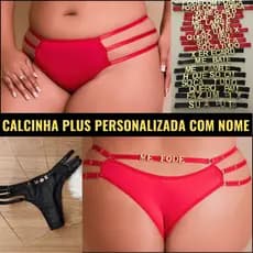 Calcinha Fio Dental Sensual Plus Size Com Nome Personalizado com Frase Personalizada Sexi Shop Curvy