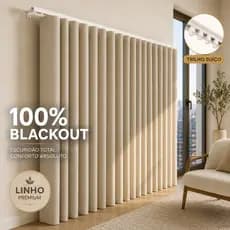 Cortina Trilho Suiço Linho Blackout 100% Dupla Face para Sala Quarto Escritório