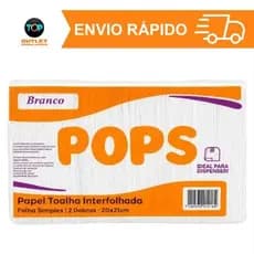 Papel Toalha Interfolha Premium Pops Branco para Dispenser de Banheiro Cozinha Escritório
