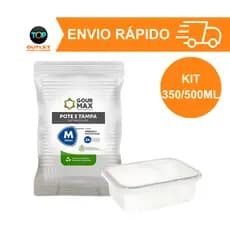 Kit 24/48 Potes Marmitinha Fit Retangular Gourmax com Tampa para Freezer e Micro-ondas