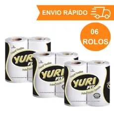 Kit com 6 Rolos de Papel Toalha Branco Yuri Fit para Cozinha – Alta Absorção, Resistência