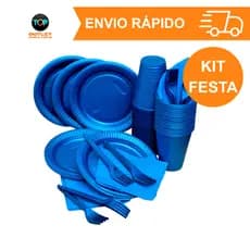 Kit Festa Descartável  Prato+Guardanapo+Garfo+Copo Diversas Cores