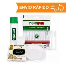Kit Churrasco/Dia dos Pais Descartável Prato de  Isopor +Guardanapo +Garfo +Faca +Copo