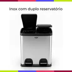 Lixeira Inox 30L Ezie Twins com Pedal Duplo e Balde Interno Removível