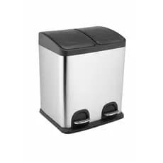 Lixeira Dupla Inox 30L Sistema com Pedal, Amortecedor e Balde Removível