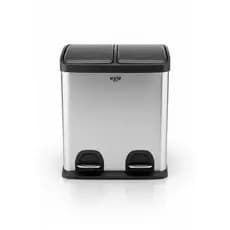 Lixeira Dupla 30L Ezie Twins com Pedal NOVA c/ Avarias (Amassados) 2x15L Inox