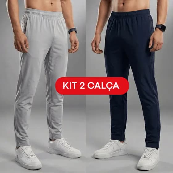 Kit 2 Calça Masculina Leve de Elastano Academia Treino Caminhada Esportes Confortável Dia a Dia