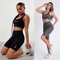 Kit 2 Bermuda Ciclista Cós Alto Bermuda Academia Lisa Fitness