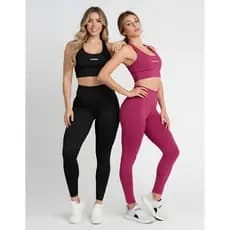 Conjunto de Academia Feminino  Top e Calça Legging  Rosa Preto Strep Fitness