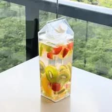 Garrafa De Acrílico Transparente 1000ml Agua Suco Caixa De Leite Geladeira