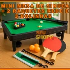 Mini Mesa Sinuca + 2 Raquetes de Ping Pong com Rede Brinquedo Infantil Jogo Portatil Tênis de Mesa