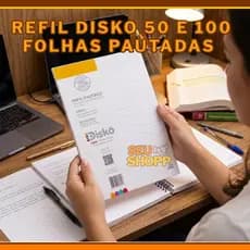 Refil Disko 50 100 Folhas Pautadas Grande Médio Caderno Disco