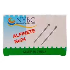 Kit Alfinete De Cabeça Metalizada Nº24 Com 1000 Unidades Nybc Cabeça Chata Aço Niquelado